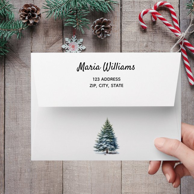 Enveloppe Adresse de retour de neige de l'arbre de Noël (Créateur téléchargé)