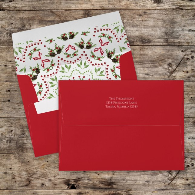 Enveloppe Adresse de retour de Noël rouge personnalisée (Créateur téléchargé)