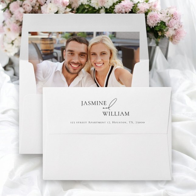 Enveloppe Adresse de retour de photo moderne | Mariage minim (fun and personal wedding return address photo wedding invitation envelope )