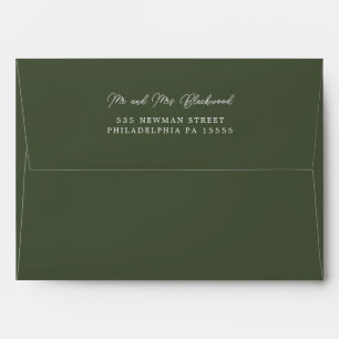 Enveloppe Adresse de retour de script vert Moss minimal