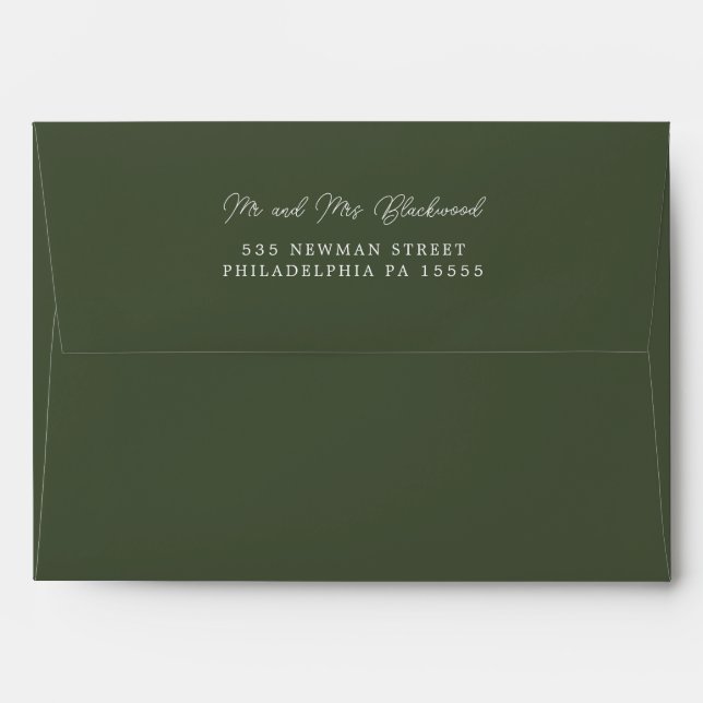 Enveloppe Adresse de retour de script vert Moss minimal (Dos (Haut rabat))