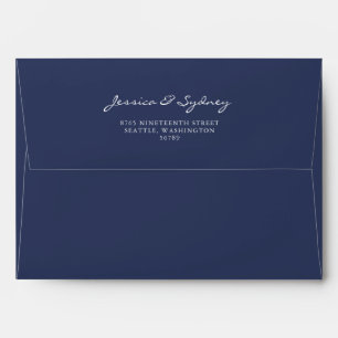 Enveloppe Adresse de retour de style minimaliste bleu marine