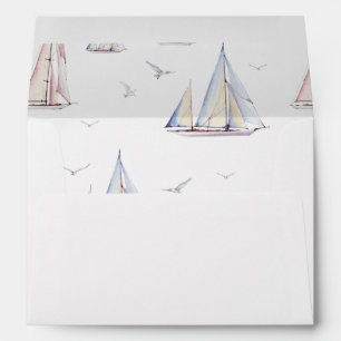 Enveloppe Adresse de retour de voiliers élégants d'aquarelle