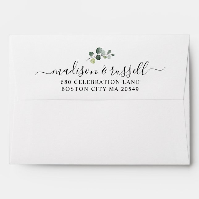 Enveloppe Adresse de retour des Feuilles d'Eucalyptus (Dos (Haut rabat))