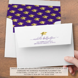 Enveloppe Adresse de retour du diplôme Casquette d'or violet