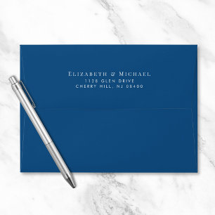 Enveloppe Adresse de retour du Mariage bleu élégant