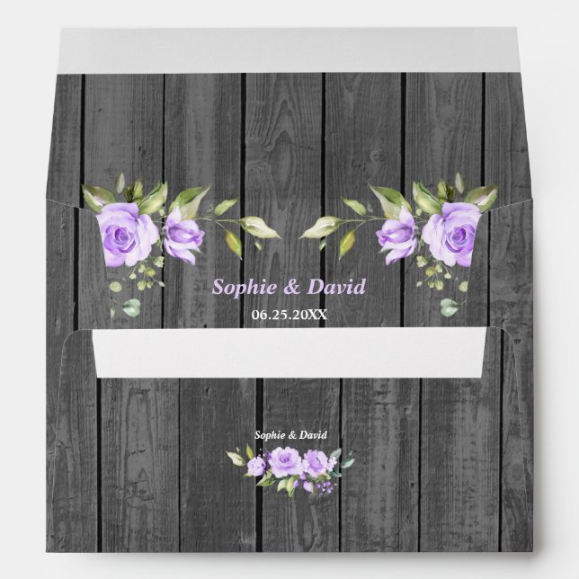 Enveloppe Adresse de retour du Mariage de fleurs de lavande  (Dos (Bas))