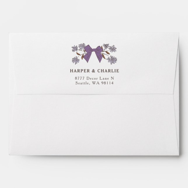 Enveloppe Adresse de retour du Mariage Lilac Bow (Dos (Haut rabat))