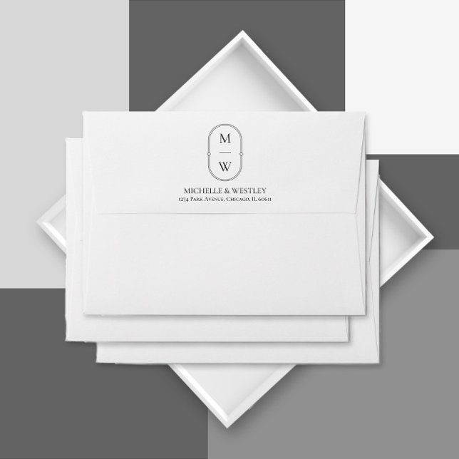 Enveloppe Adresse de retour du Mariage monogramme minimal (Créateur téléchargé)