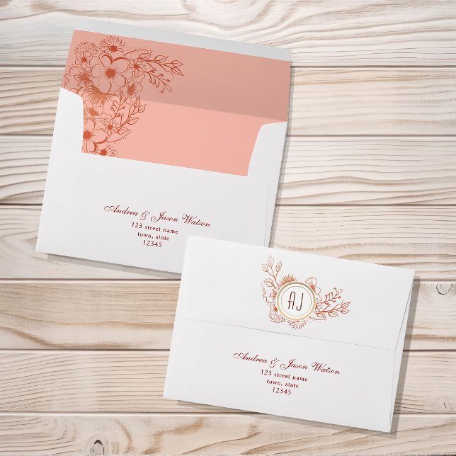 Enveloppe Adresse de retour du Mariage Peach (Créateur téléchargé)