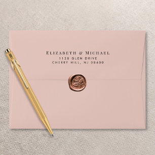 Enveloppe Adresse de retour du Mariage rose pâle élégant