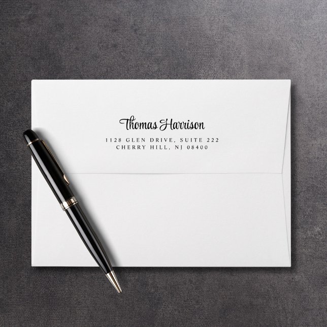 Enveloppe Adresse de retour du monogramme de script de signa (Créateur téléchargé)