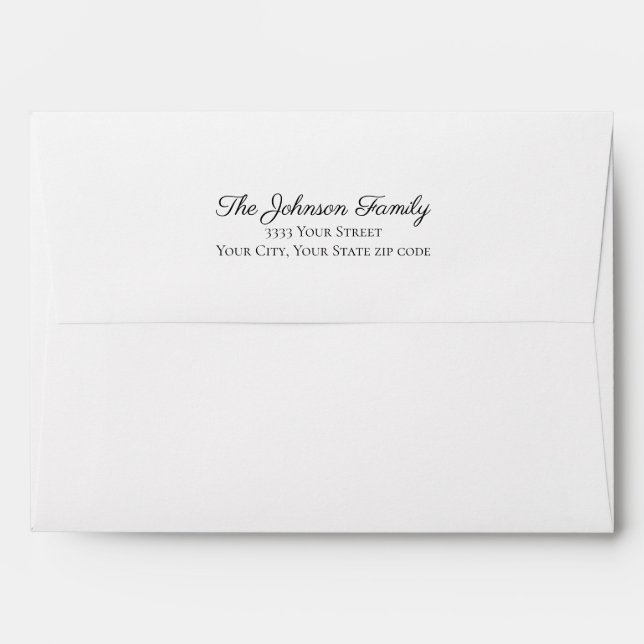 Enveloppe Adresse de retour du script blanc Retour Flap arri (Dos (Haut rabat))