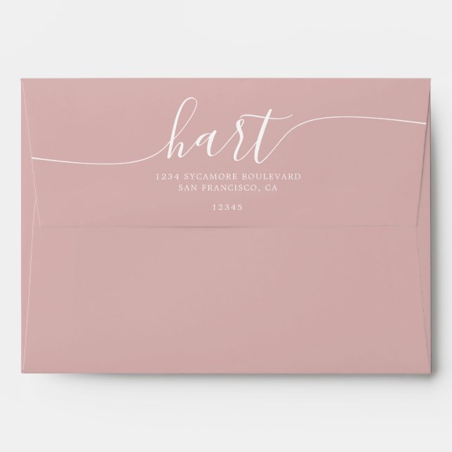 Enveloppe Adresse de retour du script rose poussiéreux (Dos (Haut rabat))