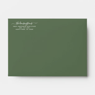 Enveloppe Adresse de Retour Écriture Manuscrite Simple Verte