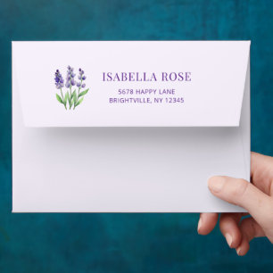 Enveloppe Adresse de Retour Élégante Fleurie Violette pour D