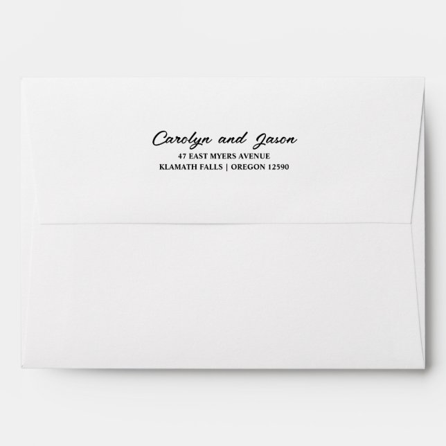 Enveloppe Adresse de retour élégante Simple Script Blanc (Dos (Haut rabat))