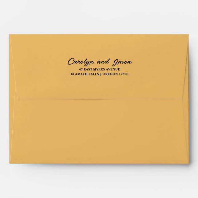 Enveloppe Adresse de retour élégante Simple Script Orange (Dos (Haut rabat))