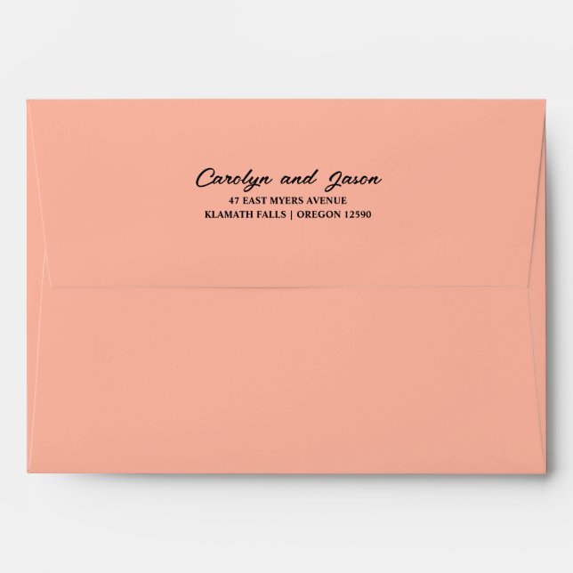 Enveloppe Adresse de retour élégante Simple Script Rose (Dos (Haut rabat))