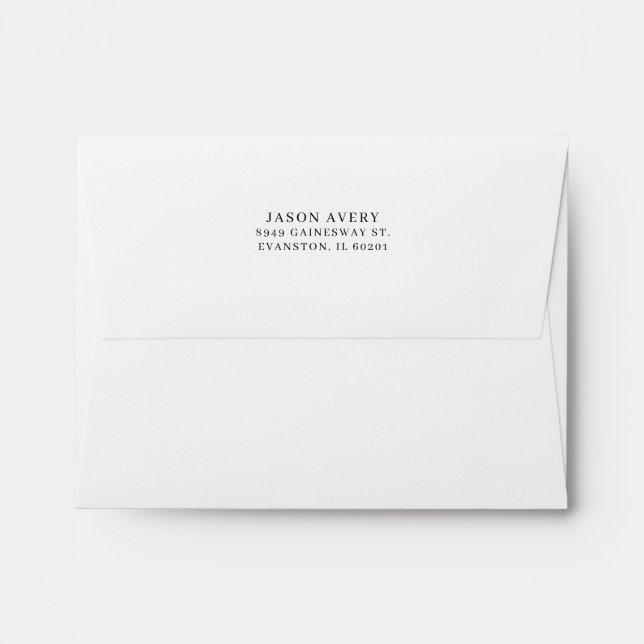 Enveloppe Adresse de retour Flèche arrière Simple Texte noir (Dos (Haut rabat))