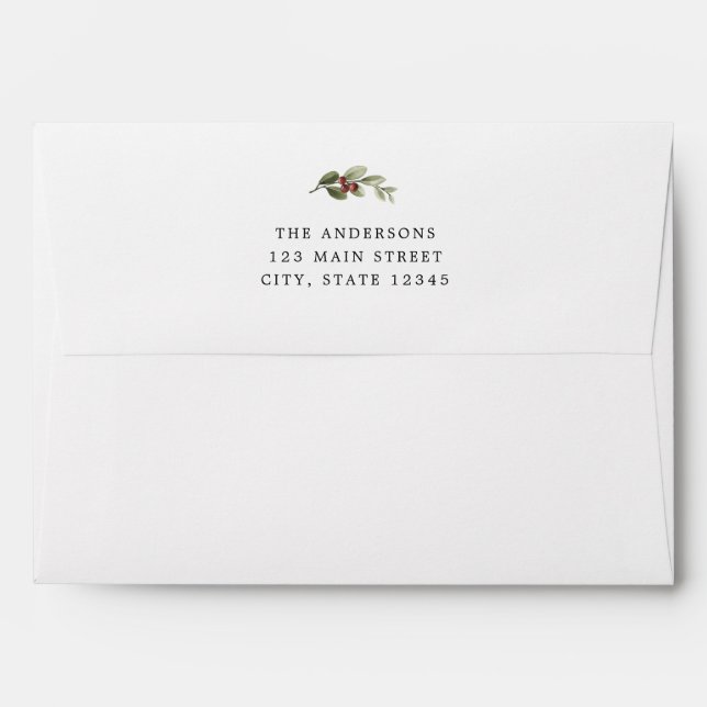 Enveloppe Adresse de retour Holiday Holly (Dos (Haut rabat))