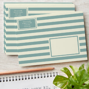 Enveloppe Adresse de retour intégrée turquoise rétro rayée b