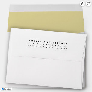 Enveloppe Adresse de retour Jaune clair moderne 5x7 Retour