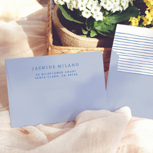 Enveloppe Adresse de Retour Mariage Champêtre Cadre Bleu