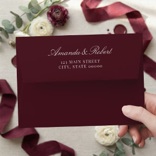 Enveloppe Adresse de Retour Mariage Élégante Bourguignonne