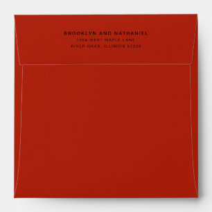 Enveloppe Adresse de Retour Minimaliste Rouge Cramoisi