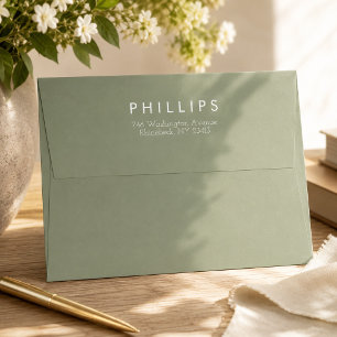 Enveloppe Adresse de retour minimaliste vert sauge 5 x 7 mod