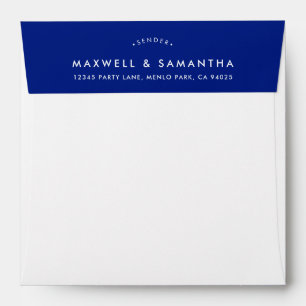 Enveloppe ADRESSE DE RETOUR moderne simple gras bleu foncé