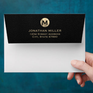 Enveloppe Adresse de retour monogramme Black Gold