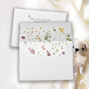 Enveloppe Adresse de retour motif floral Boho Wildflower