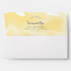 Enveloppe ADRESSE DE RETOUR PERSONNALISÉE jaune aquarelle