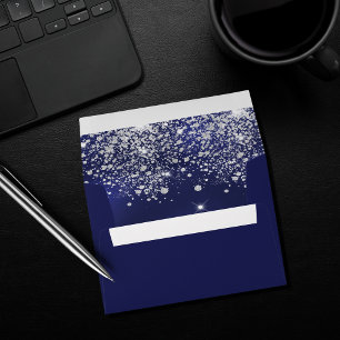 Enveloppe Adresse de retour poussière de paillettes argentée