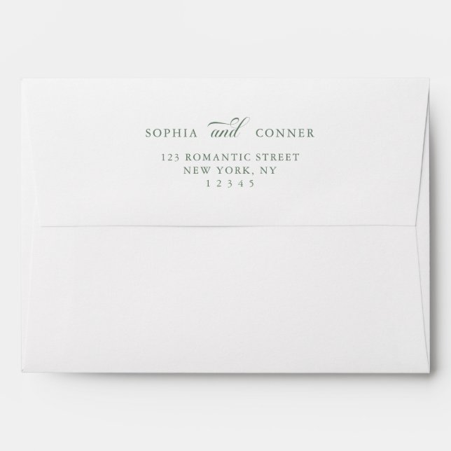 Enveloppe Adresse de retour pré-imprimée Sage Green Classy 5 (Dos (Haut rabat))