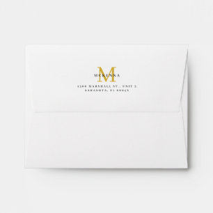 Enveloppe Adresse de retour professionnelle dorée blanche po