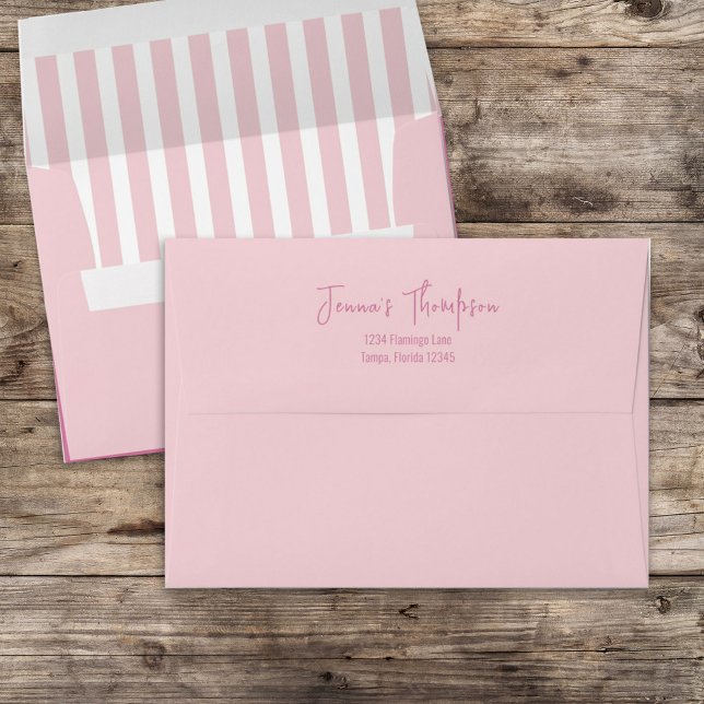 Enveloppe Adresse de retour rayée rose vif (Créateur téléchargé)