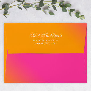 Enveloppe Adresse de retour rose et orange A7