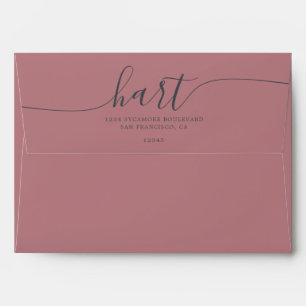 Enveloppe Adresse de retour Rose et script noir Dusty