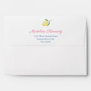 Enveloppe Adresse de Retour Rose Vibrant Citrons d