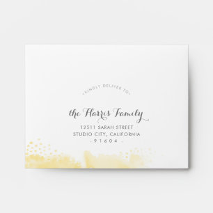 Enveloppe ADRESSE DE RETOUR RSVP jaune aquarelle stylisée