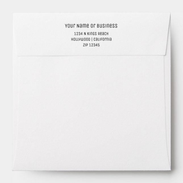 Enveloppe Adresse de retour simple (Dos (Haut rabat))