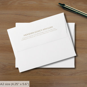 Enveloppe Adresse de retour simple blanc et or A2