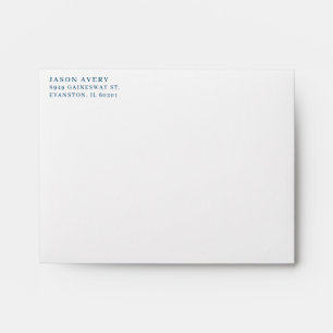 Enveloppe Adresse de retour Simple Marine Blue Left aligné