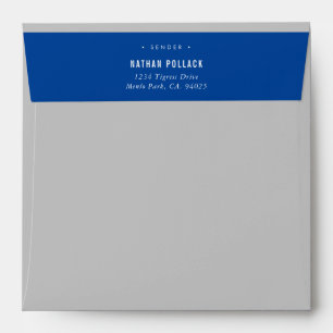 Enveloppe ADRESSE DE RETOUR simple moderne gris bleu royal