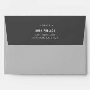Enveloppe ADRESSE DE RETOUR simple moderne gris foncé clair