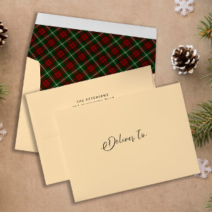 Enveloppe Adresse de retour simple tartan plaid liner crème