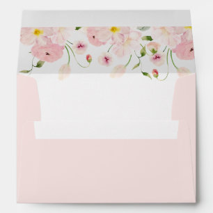 Enveloppe Adresse d'enveloppe élégante florale aquarelle ros
